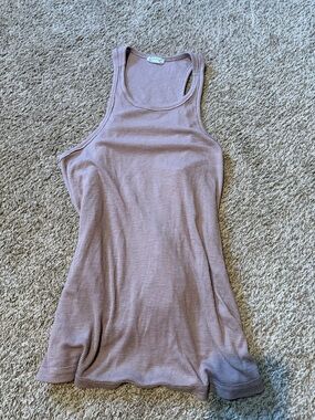 Ribbed Racerback Tank Top in Dusty Mauve
